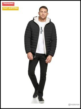Men's Lightweight Packable Down Jacket With Sherpa Lining